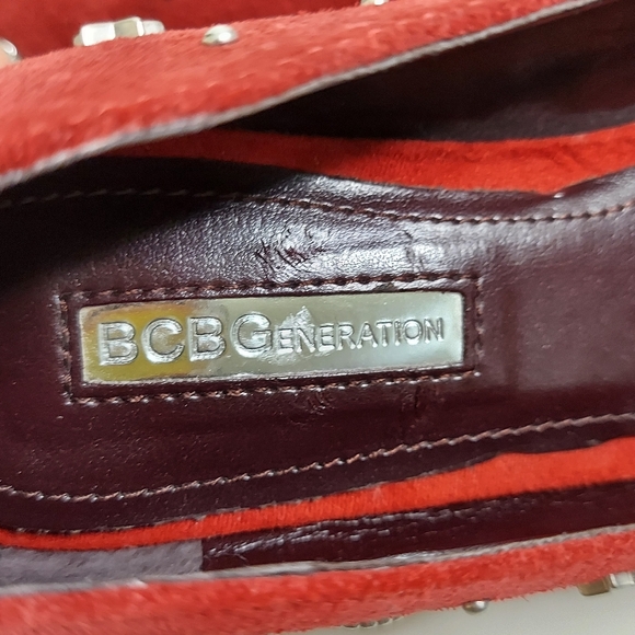 BCBGGeneration Nikkola Red Leather Embellished Flats - Picture 8 of 13